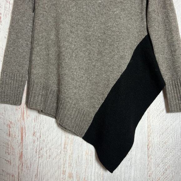 Eileen Fisher Yak Merino Wool Asymmetric Sweater SIZE Petite PS Tan STAIN - Picture 12 of 13